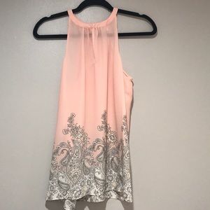 Light Pink Paisley Chiffon Blouse. Size Small.